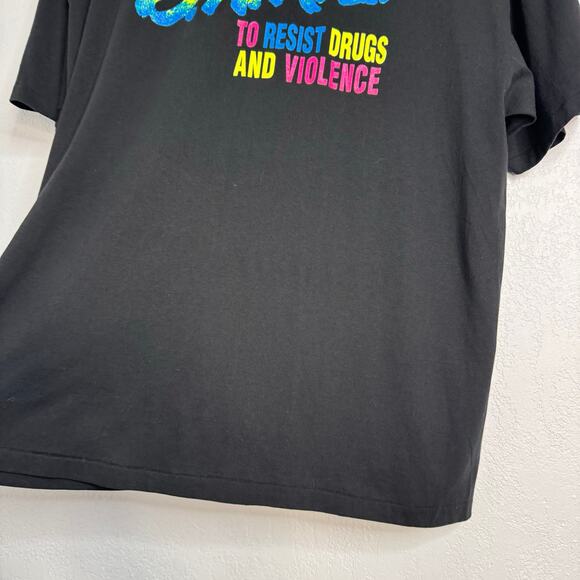 Vintage DARE D.A.R.E Neon Rainbow Single Stitch Black T-Shirt XXL - Picture 3 of 8